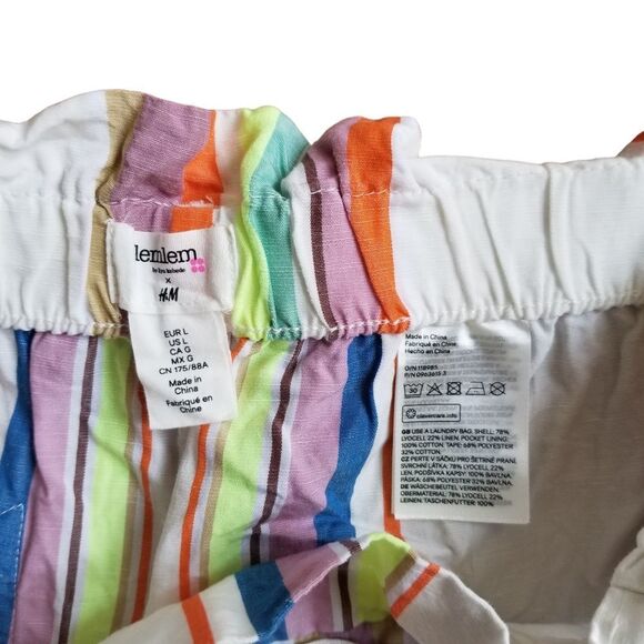 H&M LEMLEM Rainbow Multi Stripe Crop Top & Short Set XL 5 0289 - Picture 4 of 11